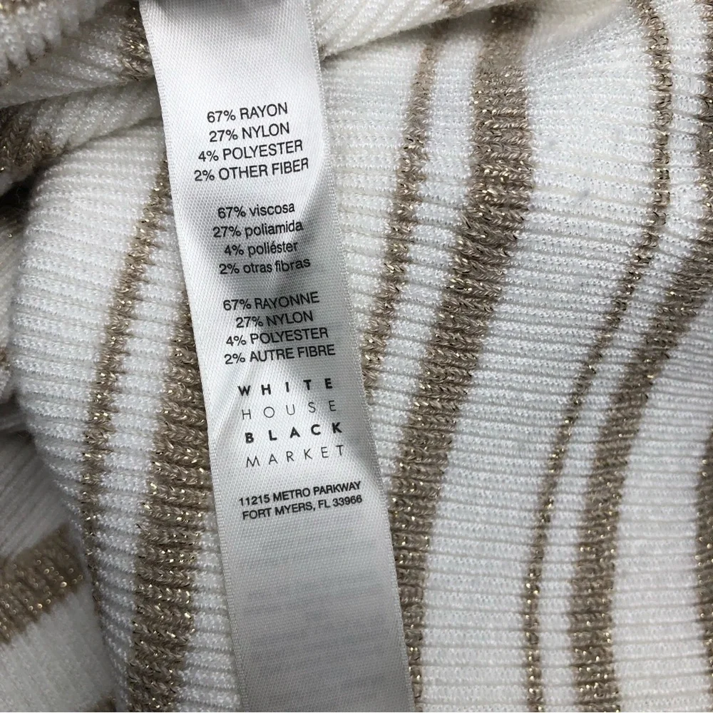 White House Black Market Boat Neck Peplum Hem Metallic Thread Stripped Sweater - Picture 10 of 11